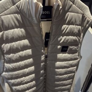 Boss Men's Cream Quilted Vest